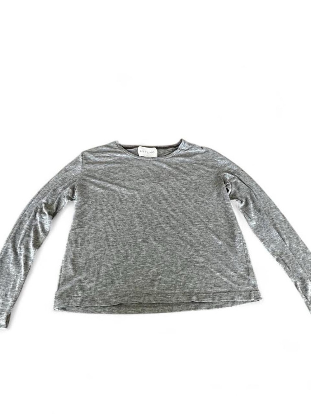 Asceno Lightweight Gray Long-Sleeve Crewneck Top
